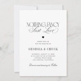 Nothing Fancy Just Love Luxe Script Photo Wedding Kaart