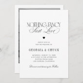 Nothing Fancy Just Love Luxe Script Photo Wedding Kaart (Voorkant / Achterkant)