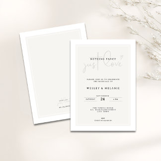 Nothing Fancy Just Love Minimal Elegant Wedding Kaart