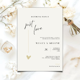 Nothing Fancy Just Love Minimal Wedding Invitation Kaart