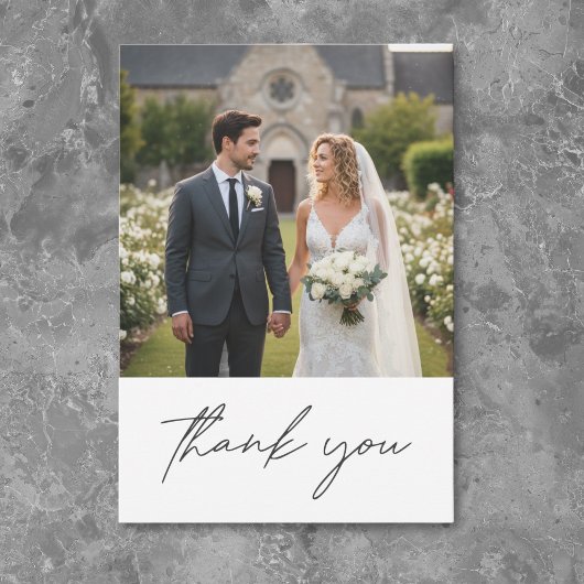 Nothing Fancy Just Love Minimalist Photo Wedding Bedankkaart