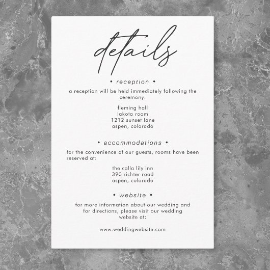 Nothing Fancy Just Love Minimalist Wedding Details Informatiekaartje