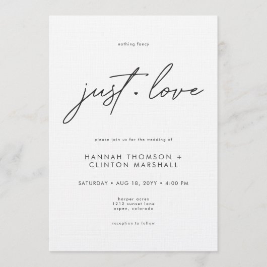 Nothing Fancy Just Love Minimalist Wedding Kaart (Voorkant)
