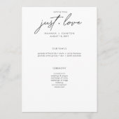 Nothing Fancy Just Love Minimalist Wedding Programmakaart (Voorkant)