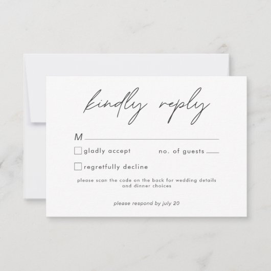 Nothing Fancy Just Love Minimalist Wedding QR Code RSVP Kaartje (Voorkant)