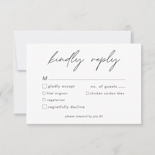 Nothing Fancy Just Love Minimalist Wedding  RSVP Kaartje (Voorkant)