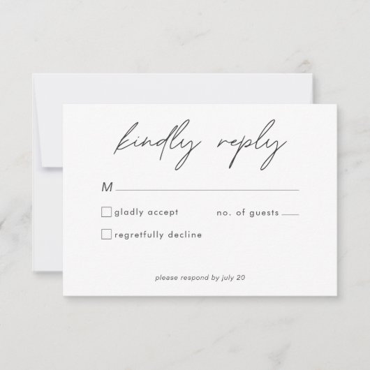 Nothing Fancy Just Love Minimalist Wedding  RSVP Kaartje (Voorkant)
