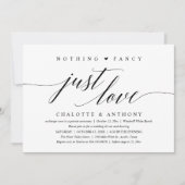 Nothing Fancy, Just Love, Modern Classy Reception Kaart (Voorkant)