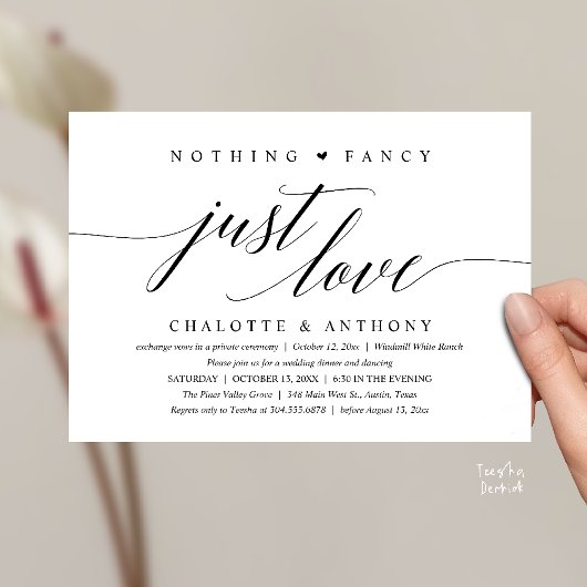 Nothing Fancy, Just Love, Modern Classy Reception Kaart