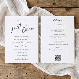 Nothing Fancy Just Love Modern Handwriting Wedding Kaart
