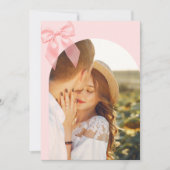 Nothing Fancy Just Love Pink Bow Photo Wedding Kaart (Voorkant)