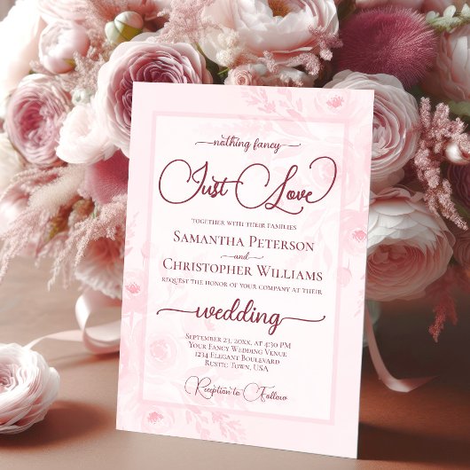 Nothing Fancy Just Love Pink Peonies Boho Wedding Kaart