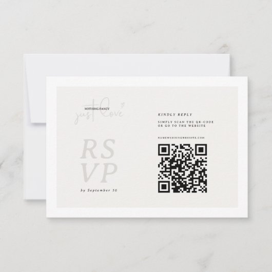 Nothing Fancy Just Love QR-code RSVP Card (Voorkant)