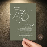 Nothing Fancy, Just Love, Romantic Wedding Dinner Kaart<br><div class="desc">Celebrate your love story with this elegant minimalist wedding invitation, designed with a refined sans font paired with delicate romantic elegant handwritten script. Perfect for couples who love modern romance, soft neutrals, and timeless typography, "Nothing Fancy, Just Love". Perfect for couples extending their joyous occasion, this invitation exudes sophistication with...</div>