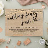 Nothing Fancy, Just Love Rustic Wedding Dinner Kaart