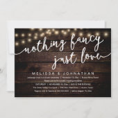 Nothing Fancy, Just Love, Rustic Wedding Reception Kaart (Voorkant)
