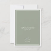 Nothing Fancy Just Love Sage Green Elegant Wedding Bedankkaart (Achterkant)