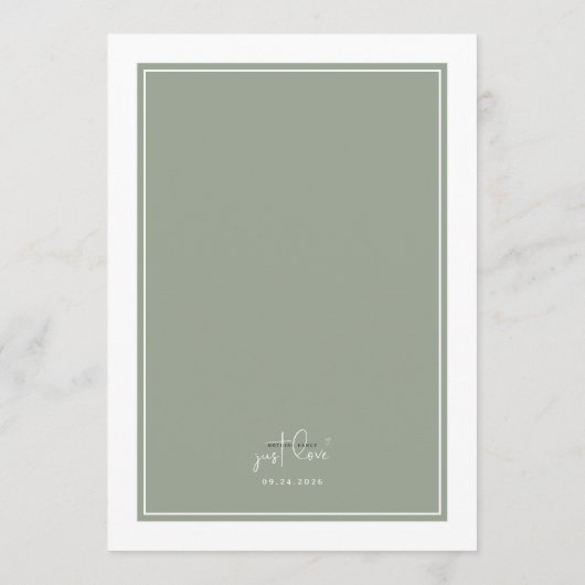 Nothing Fancy Just Love Sage Green Elegant Wedding Kaart (Achterkant)