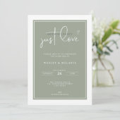 Nothing Fancy Just Love Sage Green Elegant Wedding Kaart (Staand voorkant)