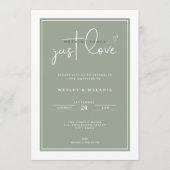 Nothing Fancy Just Love Sage Green Elegant Wedding Kaart (Voorkant)