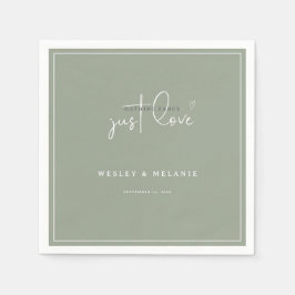 Nothing Fancy Just Love Sage Green Elegant Wedding Servet