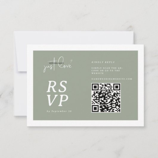 Nothing Fancy Just Love Sage Green QR-code RSVP  (Voorkant)