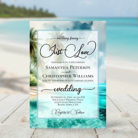 Nothing Fancy Just Love Tropical Beach Wedding Kaart
