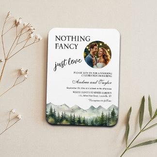 Nothing Fancy Just Love Wedding Photo Invitation Magneet