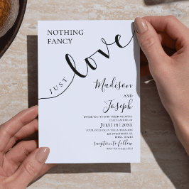 Nothing Fancy Just Love, Wedding, Script, Simple Kaart