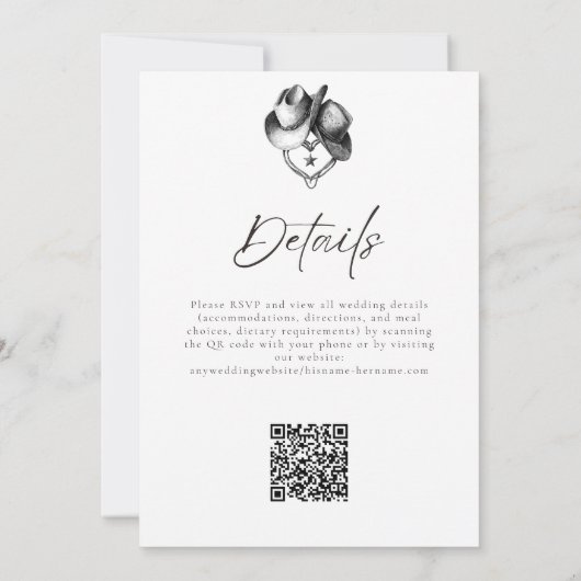 Nothing Fancy Just Love Western Hat Rustic Wedding Kaart (Achterkant)