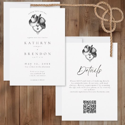 Nothing Fancy Just Love Western Hat Rustic Wedding Kaart