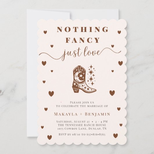 Nothing Fancy Just Love Western Rustic Wedding Kaart (Voorkant)