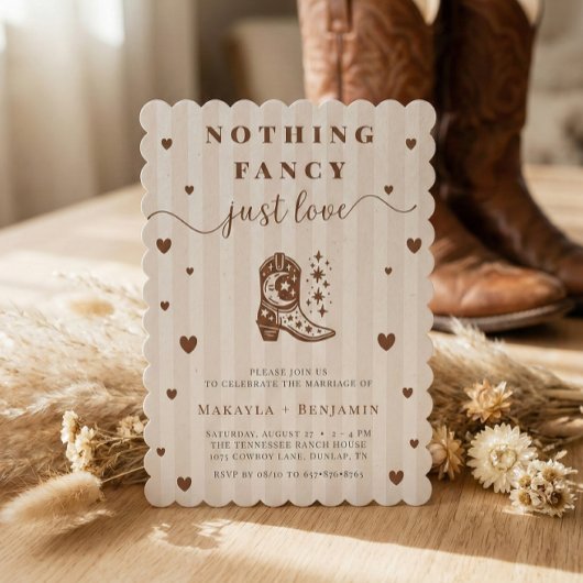 Nothing Fancy Just Love Western Rustic Wedding Kaart
