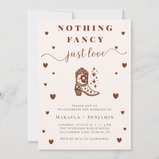 Nothing Fancy Just Love Western Rustic Wedding Kaart (Voorkant)