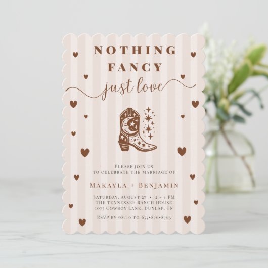Nothing Fancy Just Love Western Rustic Wedding Kaart (Staand voorkant)