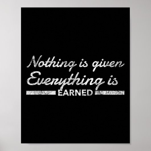 Nothing Is Given Everything Is Earned Motivational Poster (Voorkant)