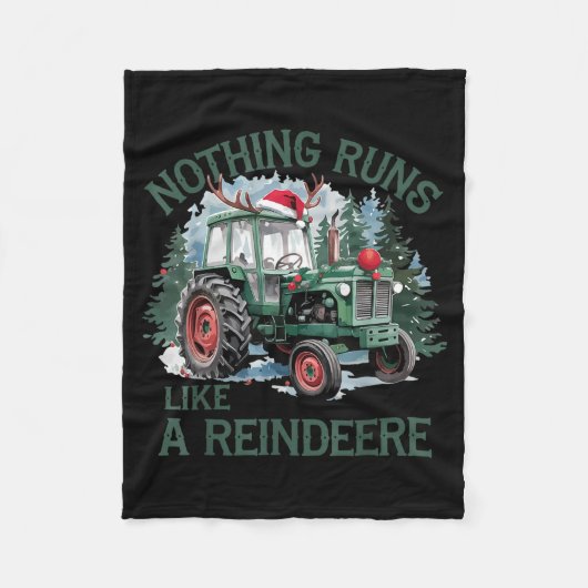 Nothing Runs Like A Reindeer Christmas Tractor Far Fleece Deken (Voorkant)