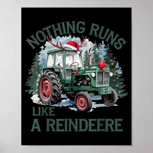 Nothing Runs Like A Reindeer Christmas Tractor Far Poster (Voorkant)
