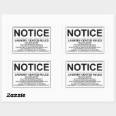 'Notice Laundry Rules' Laundromat Overlay Zwart Rechthoekige Sticker (Vel)