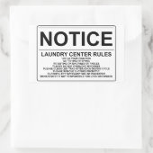 'Notice Laundry Rules' Laundromat Overlay Zwart Rechthoekige Sticker (Tas)