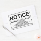 'Notice Laundry Rules' Laundromat Overlay Zwart Rechthoekige Sticker (Envelop)