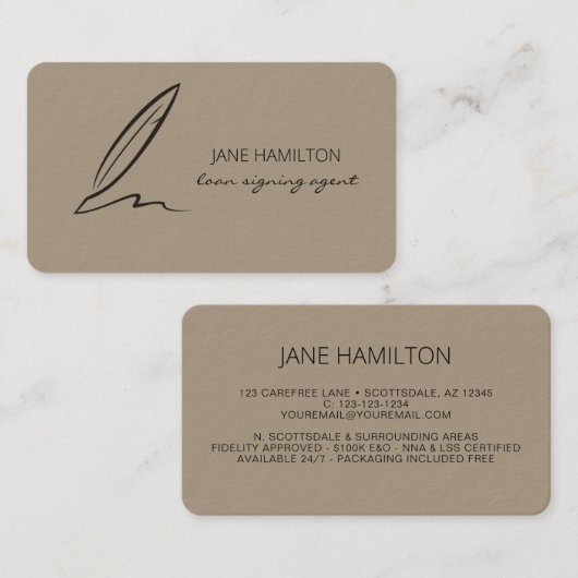 Notional Professional Loan Signing Agent Visitekaartje (Voorkant / Achterkant)