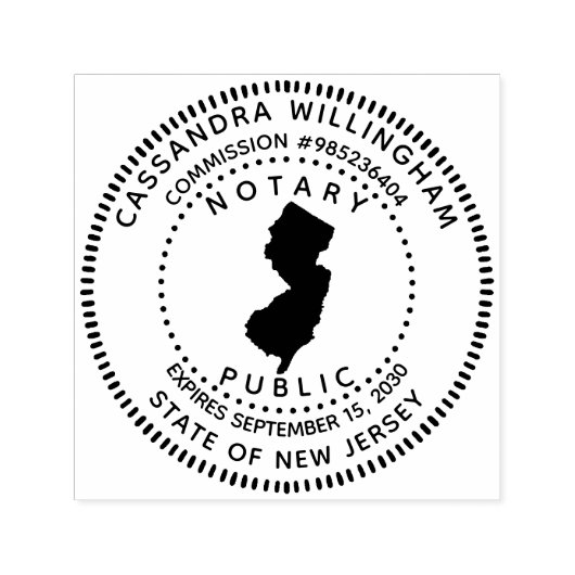 Notional Public New Jersey Zelfinktende Stempel (Design)
