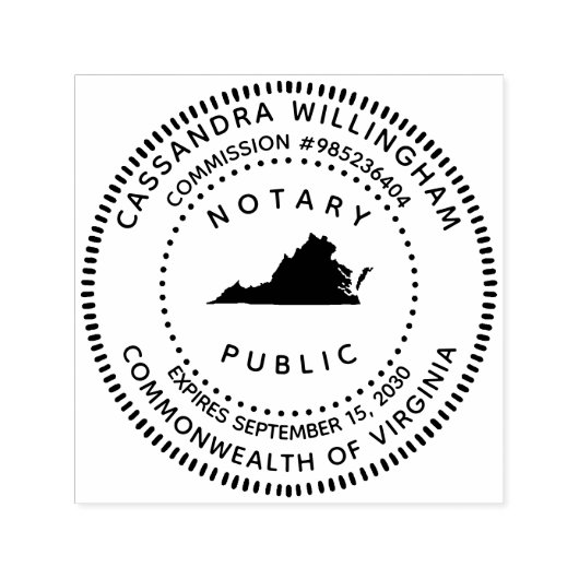 Notional Public Virginia Zelfinktende Stempel (Design)