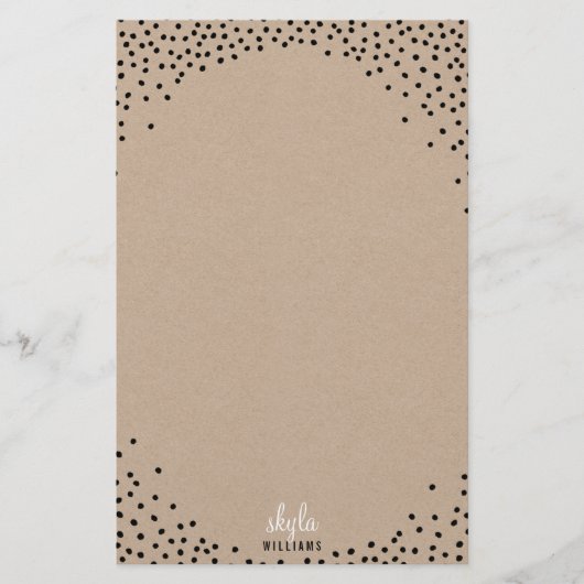 NOTITIE PAPIER rustieke zwarte confetti spot witte (Voorkant)