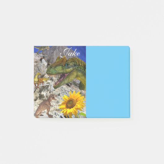 Notitie Post-it-notities, Zonnebloem Bloemige Dino Post-it® Notes (Voorkant)