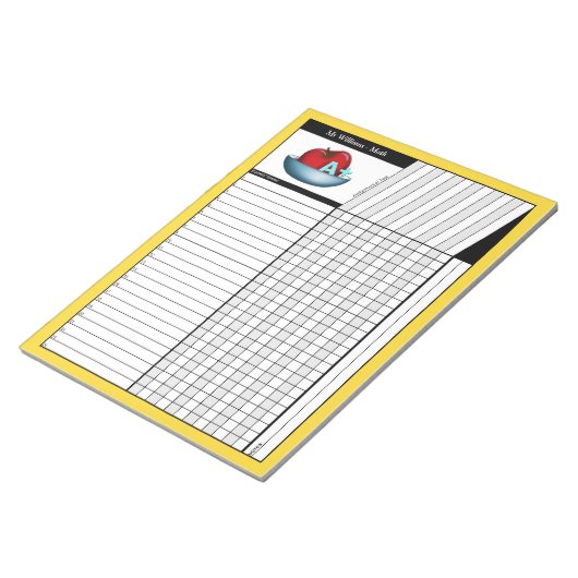 Notitieblok Apple A+ Yellow Teachers' Grade Sheets (Schuin)