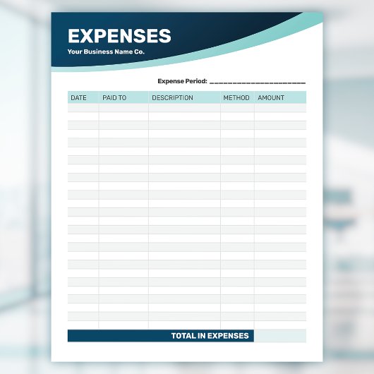 Notitieblok bedrijfsformulier onkostenregistratie