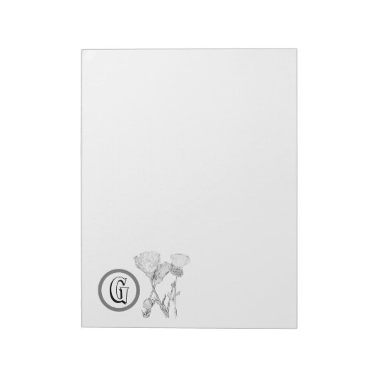 Notitieblok - Bloemen met monogram (Linkerzijde)