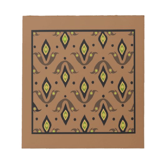Notitieblok, bruin, zwart, groen, goudpatroon notitieblok (Voorkant)
